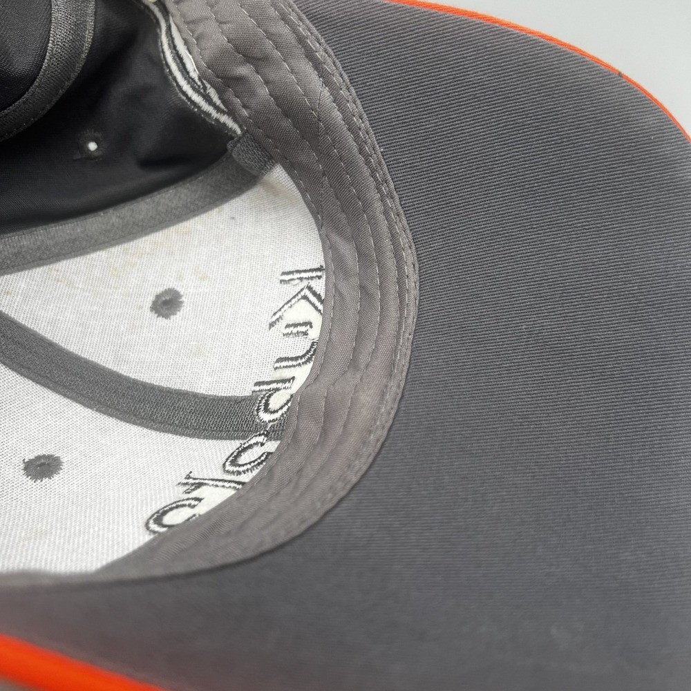 Kubota Tractor Hat Gray Orange Embroidered Logo Adjustable Baseball Cap Mens - Picture 8 of 9